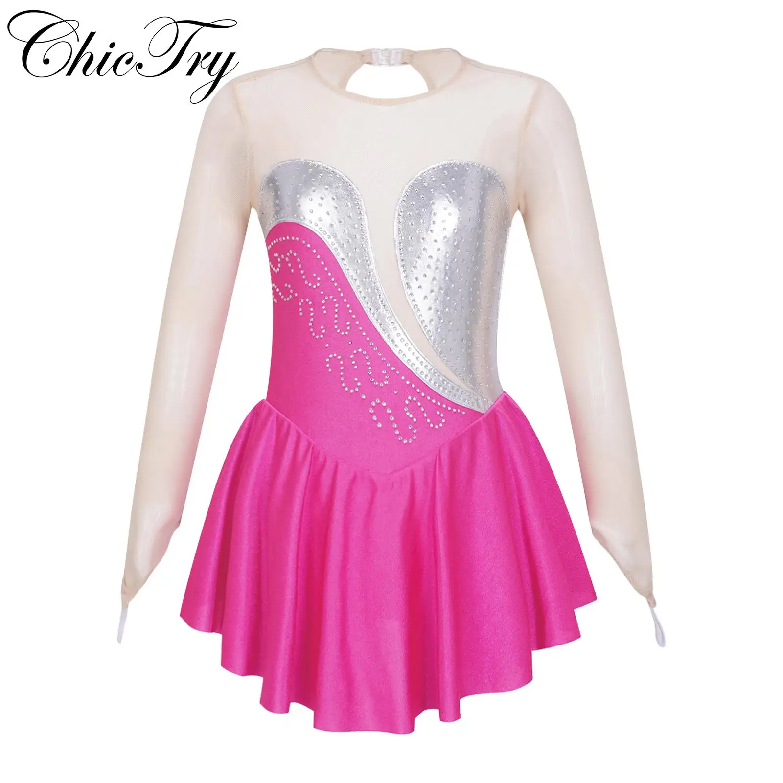 Girls Gymnastic Ballet Leotard Dress Kids Children Mesh Long Sleeves Tulle Splice Cutouts Back Figure Ice Skating Dance Costumes
Girls Gymnastic Ballet Leotard Dress Kids Children Mesh Long Sleeves Tulle Splice Cutouts Back Figure Ice Skating Dance Costumes