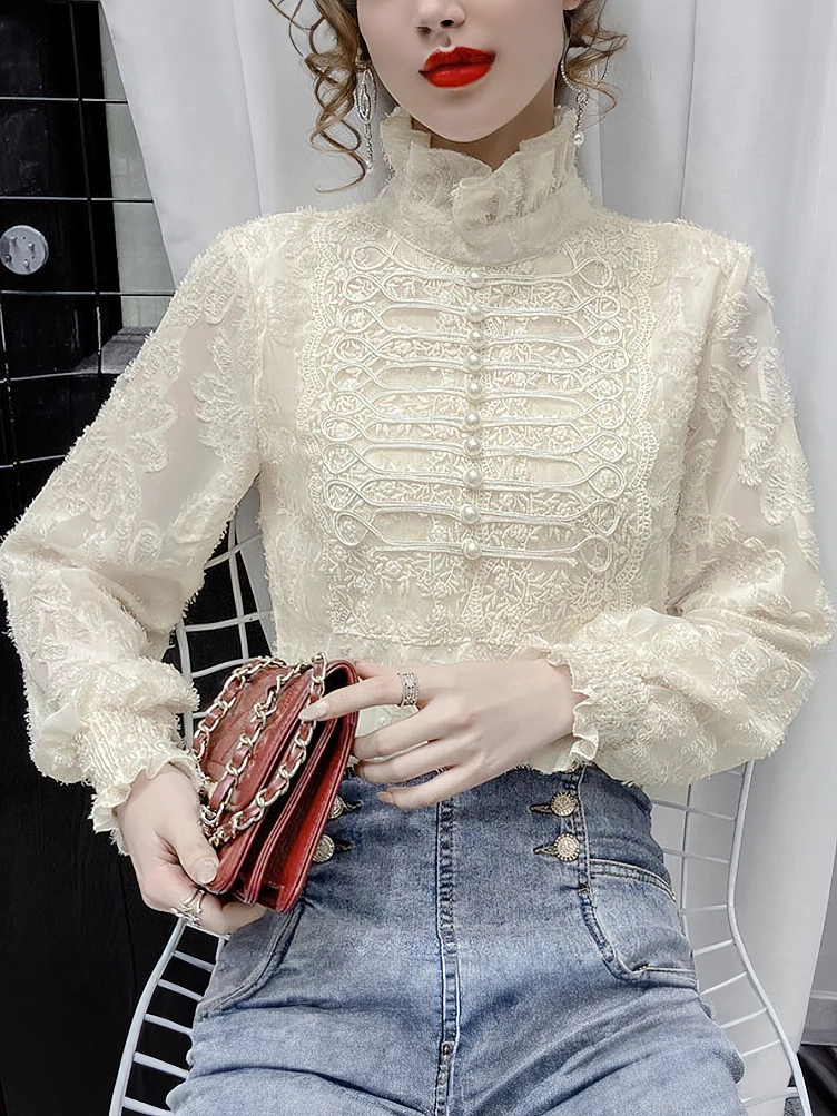 Turtleneck Luxury Youth Blouse Women Autumn Winter Korean Eleagnt Long Sleeve Lace Tees Fleece Thicken Top 2023 New
Turtleneck Luxury Youth Blouse Women Autumn Winter Korean Eleagnt Long Sleeve Lace Tees Fleece Thicken Top 2023 New