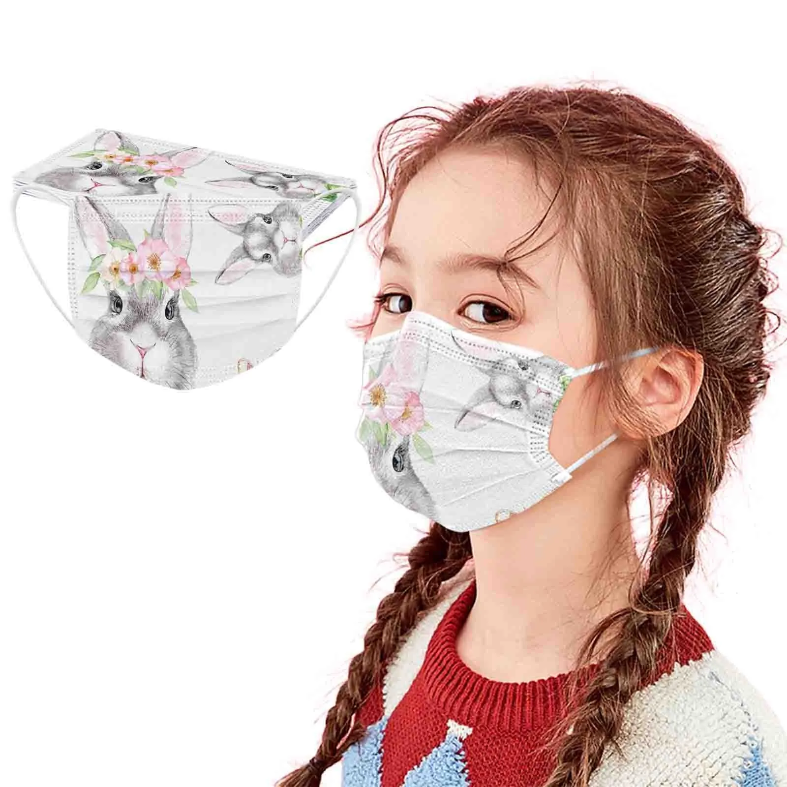 10PCS Child Easter Bunny Animal Print White Masks Kids Kawaii Decor Disposable Face Mask Industrial 3Ply Earloop Bandage Masques
10PCS Child Easter Bunny Animal Print White Masks Kids Kawaii Decor Disposable Face Mask Industrial 3Ply Earloop Bandage Masques