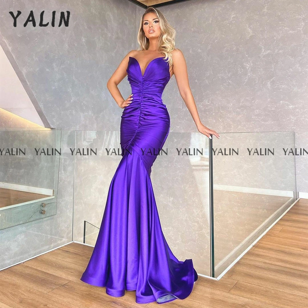 YALIN Sweetheart Neck Evening Dress Mermaid Sweep Train Satin Sexy Prom Dress Over size Slit Formal Purple vestido de festa
YALIN Sweetheart Neck Evening Dress Mermaid Sweep Train Satin Sexy Prom Dress Over size Slit Formal Purple vestido de festa