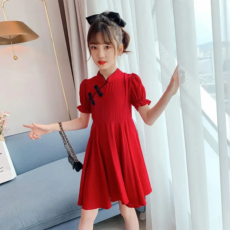2022 summer Kids Girls solid chinese red Cheongsam Qipao Princess Teenager New Year Dresses Clothing 4 7 8 9 10 12 14 Years
2022 summer Kids Girls solid chinese red Cheongsam Qipao Princess Teenager New Year Dresses Clothing 4 7 8 9 10 12 14 Years