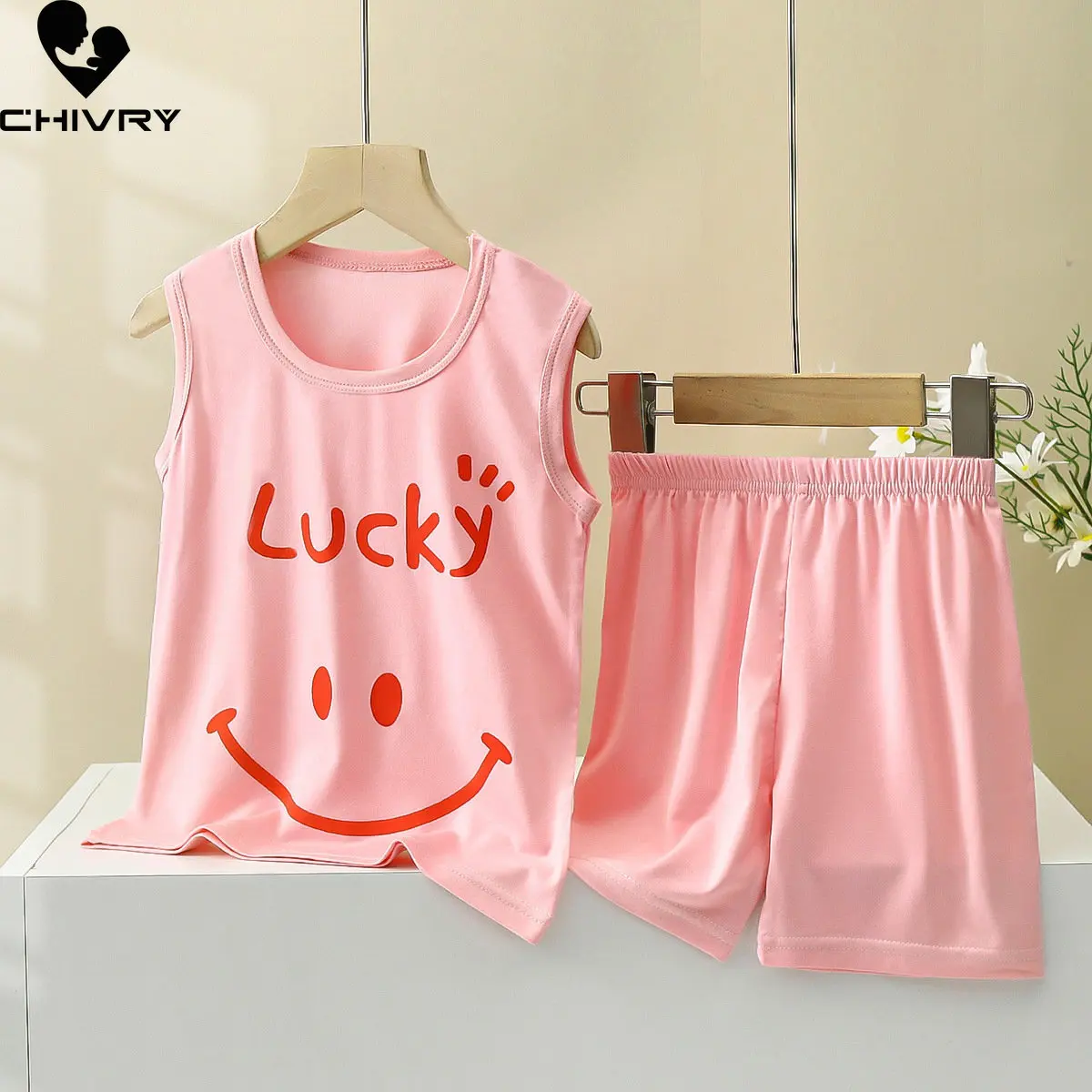 Kids Summer Thin Pajamas Sets New Boys Girls Cartoon Smile Sleeveless O-neck Vest Tank Tops with Shorts Baby Sleepwear Homewear
Kids Summer Thin Pajamas Sets New Boys Girls Cartoon Smile Sleeveless O-neck Vest Tank Tops with Shorts Baby Sleepwear Homewear