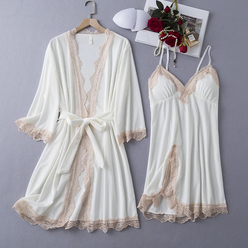 Velour Patchwork Nightwear Female Twinset Robe Set Velvet Sleepwear Sexy Lace Trim Kimono Bathrobe Gown Autumn Home Dress
Velour Patchwork Nightwear Female Twinset Robe Set Velvet Sleepwear Sexy Lace Trim Kimono Bathrobe Gown Autumn Home Dress