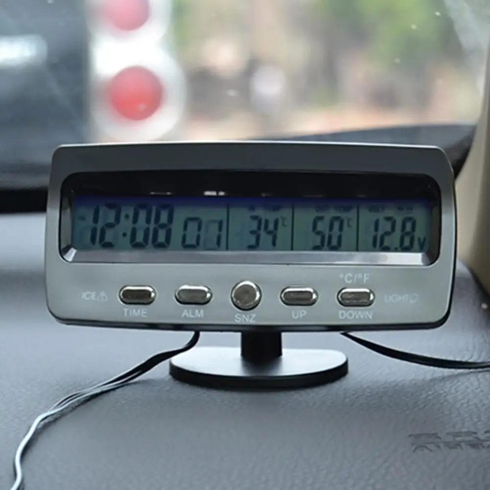 

Многофункциональные автомобильные часы 3-в-1, внутренние и наружные часы с термометром, вольтметром, автомобильным ABS-материалом, часы с ЖК-дисплеем и подсветкой