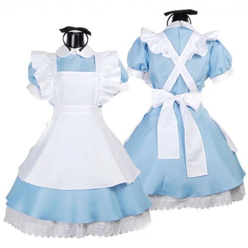 

Halloween Women Adult Kids Anime Alice Adventure Blue Party Dress Alice Dream Women Sissy Maid Lolita Cosplay Costume