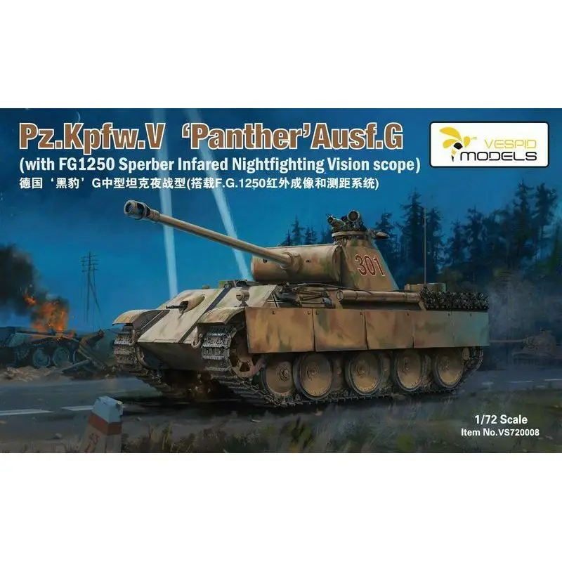 Hobby Kit VESPID MODELS VS720008 1/72 Pz.Kpfw.V Panzer Ausf.G w/FG1250 - Scale Model Kit DIY Toy
Hobby Kit VESPID MODELS VS720008 1/72 Pz.Kpfw.V Panzer Ausf.G w/FG1250 - Scale Model Kit DIY Toy