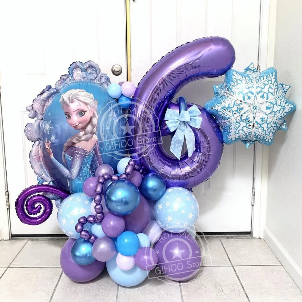 

1Set Disney Frozen Elsa Snowflake Foil Balloon 40inch Purple Number Helium Ballon Girls Birthday Party Baby Shower Home Decors