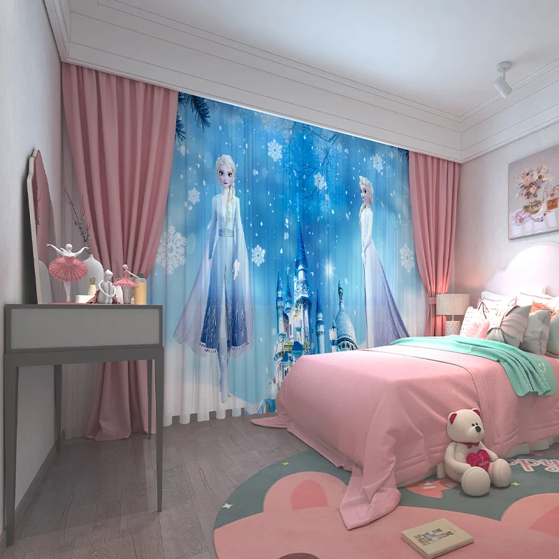 Children's room curtains girl's bedroom Frozen Princess Elsa wind bay window soundproof blackout floor-to-ceiling curtain
Children's room curtains girl's bedroom Frozen Princess Elsa wind bay window soundproof blackout floor-to-ceiling curtain