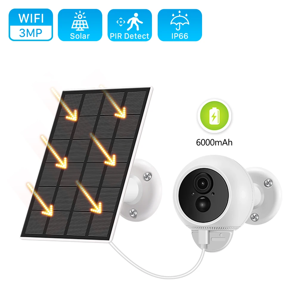 ANBIUX 3MP 6000mAh Rechargeable Battery Panel Solar Camera Outdoor IP66 PIR Motion Wireless WIFI IP Camera Video Surveillance
ANBIUX 3MP 6000mAh Rechargeable Battery Panel Solar Camera Outdoor IP66 PIR Motion Wireless WIFI IP Camera Video Surveillance