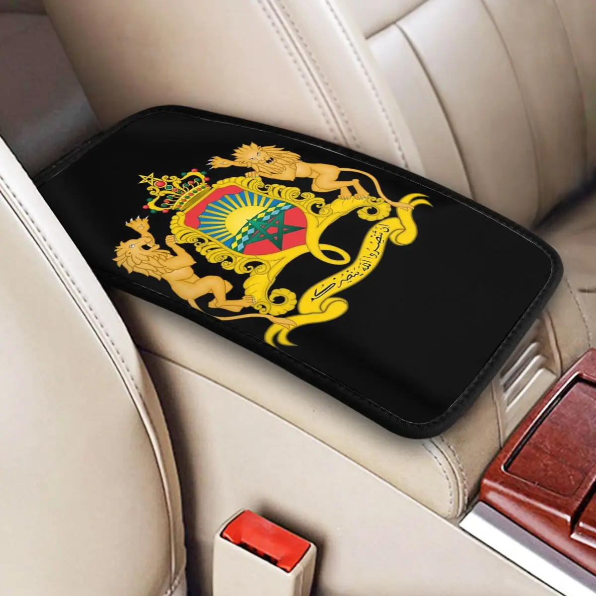 

Morocco Of Arms National Moroccan Emblem Car Armrest Cover Mat Kingdom of Morocco Center Console Cover Pad Car Accessories