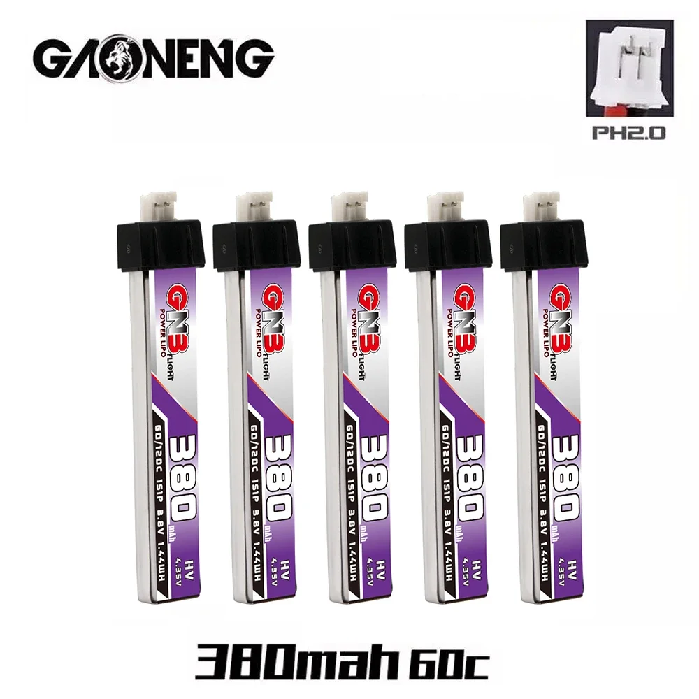 5PCS GNB 380mAh 3.8V 60C HV 4.35V Lipo Battery PH2.0 Plug For US65 UK65 Inductrix Beta65S URUAV UR65 Mobula 7 Tiny Whoop Drone
5PCS GNB 380mAh 3.8V 60C HV 4.35V Lipo Battery PH2.0 Plug For US65 UK65 Inductrix Beta65S URUAV UR65 Mobula 7 Tiny Whoop Drone