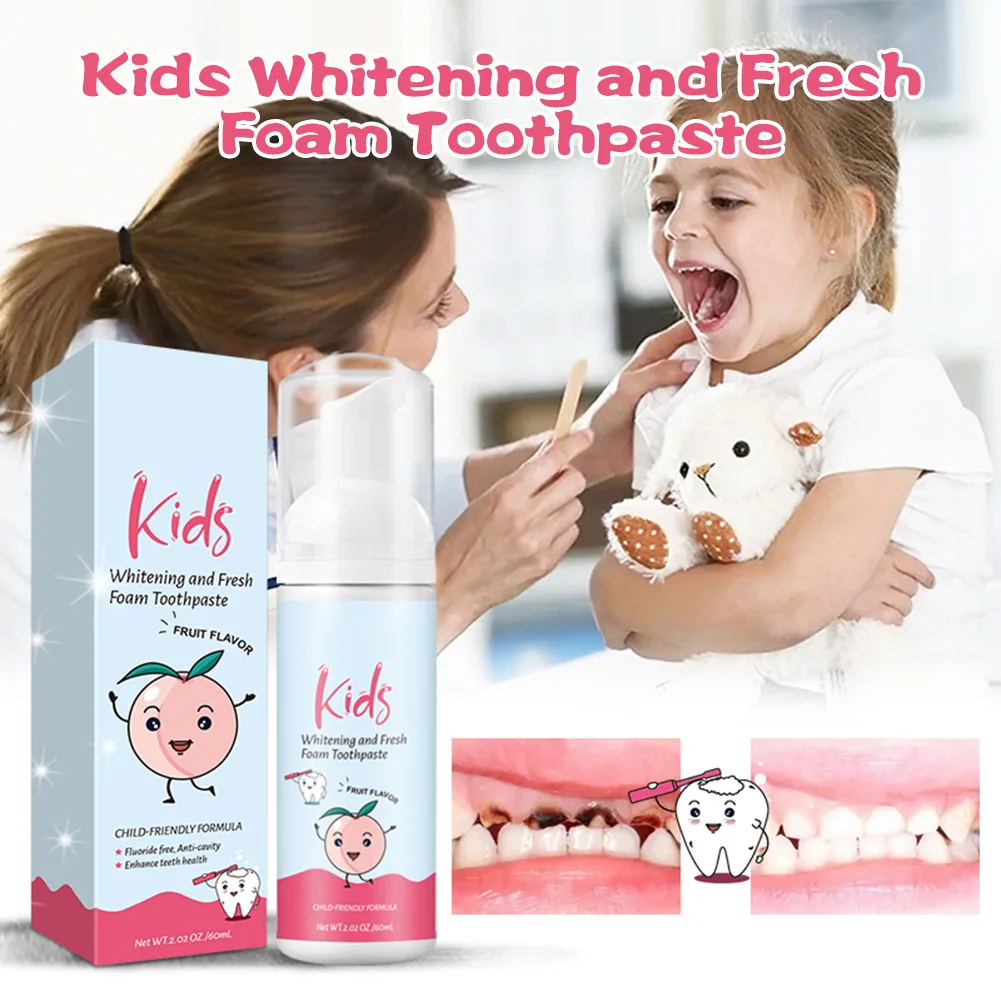 Kids Toothpaste Foam Toothpaste Toothbrush Peach Flavor Teeth Stains RemovalWhitening Mousse Reduce Bad Breath for Kids Children
Kids Toothpaste Foam Toothpaste Toothbrush Peach Flavor Teeth Stains RemovalWhitening Mousse Reduce Bad Breath for Kids Children