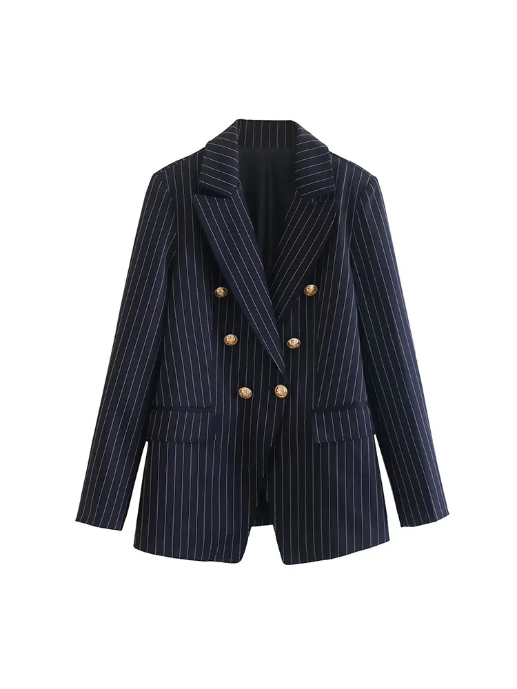 Women 2023 New Fashion Double Breasted Pinstripe Blazer Coat Vintage Long Sleeve Pockets Female Outerwear Chic
Women 2023 New Fashion Double Breasted Pinstripe Blazer Coat Vintage Long Sleeve Pockets Female Outerwear Chic