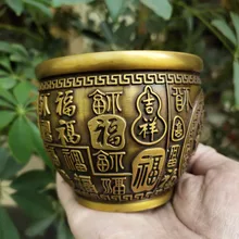 Medium brass hundred fu cylinder zhaocai Nafu cylinder Forbidden City cylinder pulp moisturizing home office craftsmanship