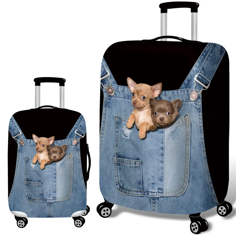 3D защитный чехол для багажа с животными кошек собак 18-32 дюйма эластичный костюма