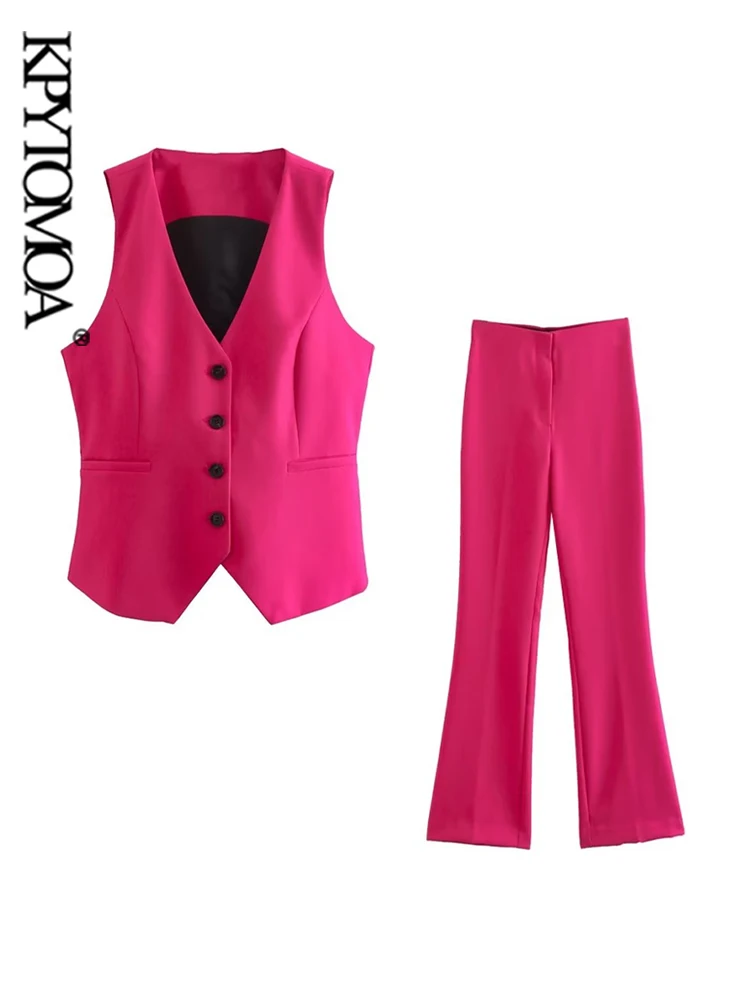 KPYTOMOA Women Fashion Front Button Fitted Waistcoat And High Waist Zipper Fly Trousers Female Two Piece Sets Mujer
KPYTOMOA Women Fashion Front Button Fitted Waistcoat And High Waist Zipper Fly Trousers Female Two Piece Sets Mujer