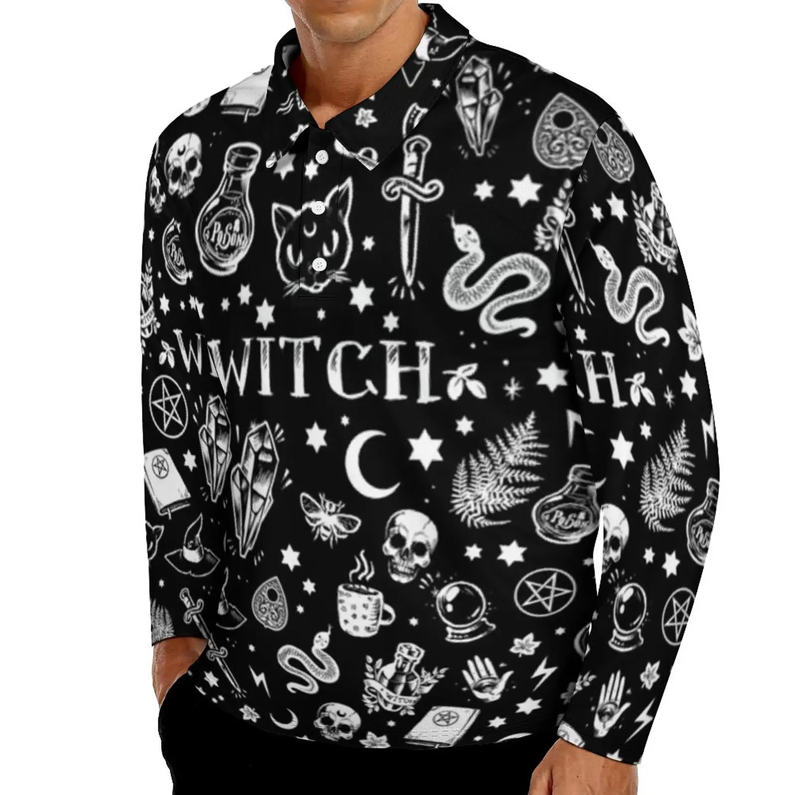 Gothic Polo Shirts Spring Witch Horror Casual Shirt Long Sleeve Turn Down Collar Vintage Pattern Oversized T-Shirts
Gothic Polo Shirts Spring Witch Horror Casual Shirt Long Sleeve Turn Down Collar Vintage Pattern Oversized T-Shirts