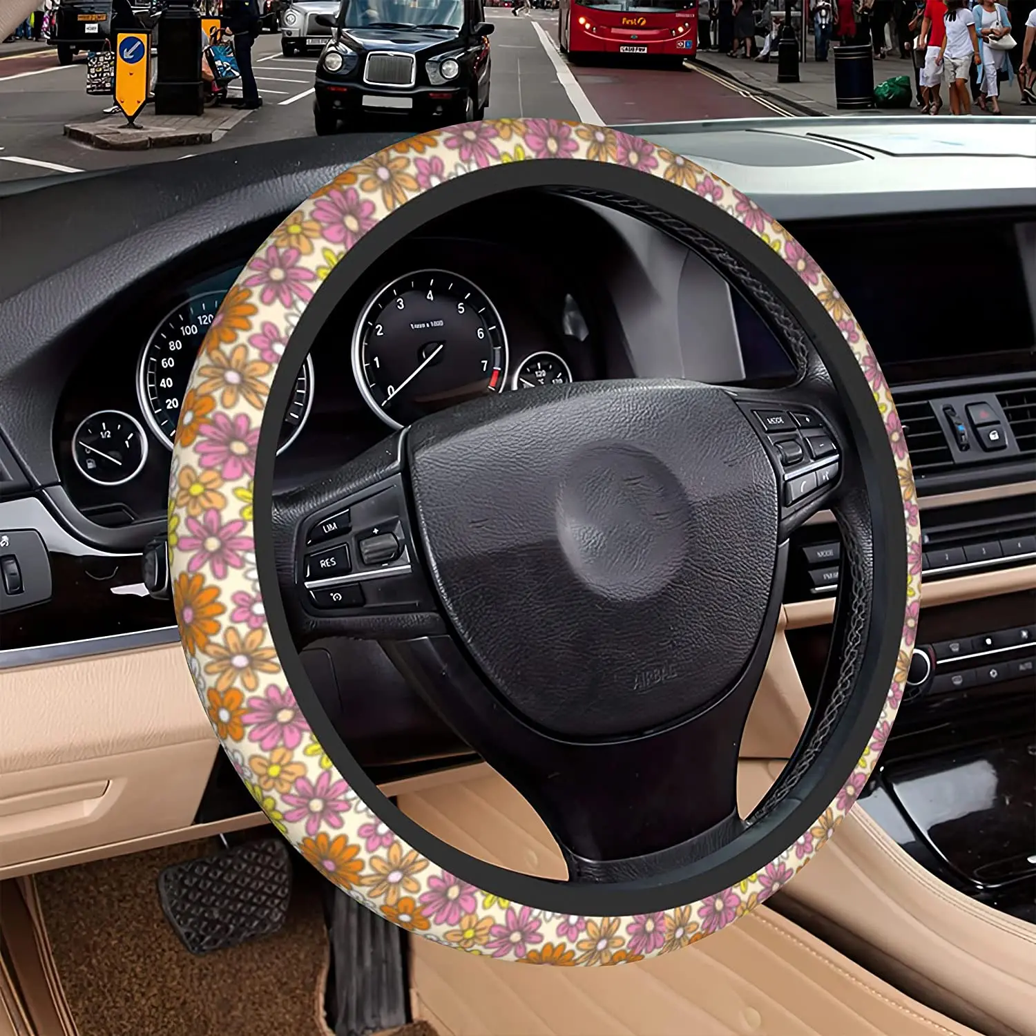 Steering Wheel Cover Retro Cute Orange Daisies SunflowersUniversal 15 Inch Suitable Non-Slip Soft Elastic Fabric Protector Car
Steering Wheel Cover Retro Cute Orange Daisies SunflowersUniversal 15 Inch Suitable Non-Slip Soft Elastic Fabric Protector Car
