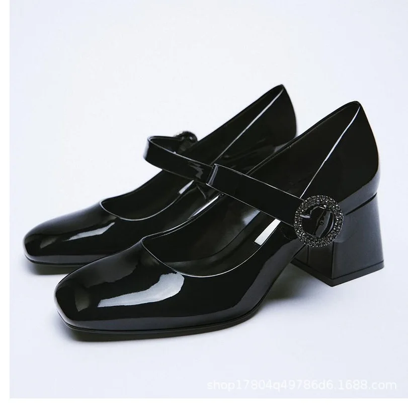Spring Autumn ZA New Black Mary Jane High Heels Thick Heel Square Toe Drill Buckle Women Casual Single Shoes Plus Size 35-42
Spring Autumn ZA New Black Mary Jane High Heels Thick Heel Square Toe Drill Buckle Women Casual Single Shoes Plus Size 35-42