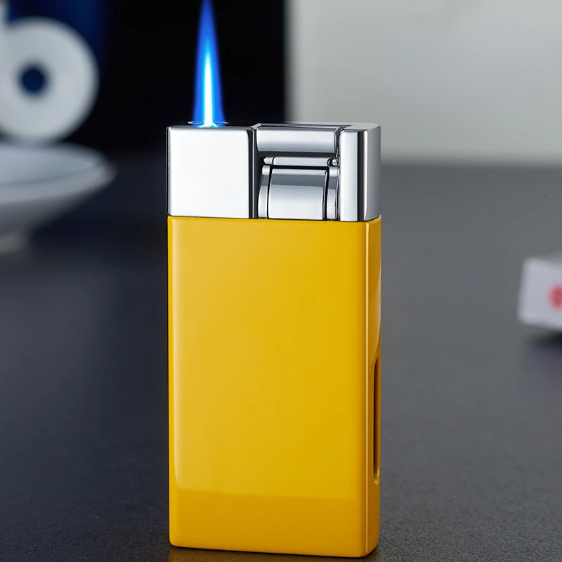 

Lever Creative Ignition Lighter Inflatable Blue Flame Metal Visual Oil Tank Windproof Lighter Simple and Elegant Gadgets for Men