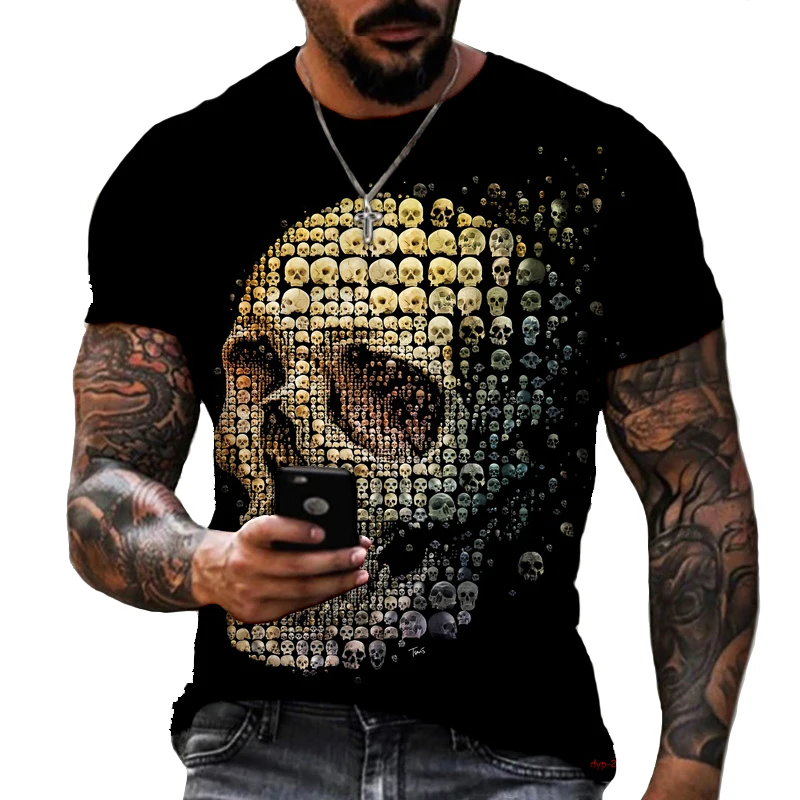2022 Fashion Horror Skull 3D Printing Men's T-shirt Personality Trend Street Hip Hop Casual Breathable Oversized Short Sleeves
2022 Fashion Horror Skull 3D Printing Men's T-shirt Personality Trend Street Hip Hop Casual Breathable Oversized Short Sleeves