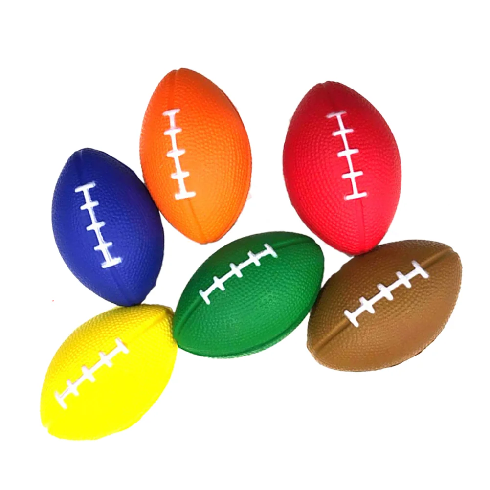 

6PCS PU Foaming Children's Vent Balls Stress Balls Rugby Balls for Party Favors Ball Games and Prizes (Random