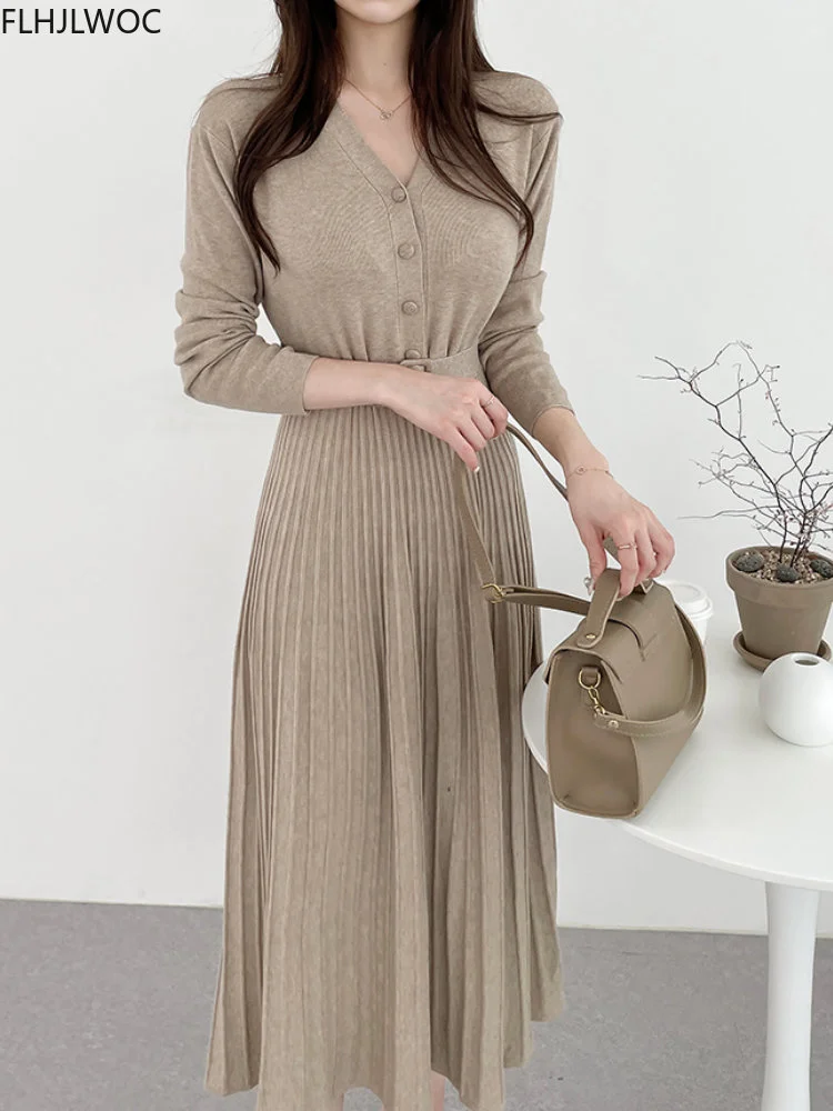 Hot Stretchy Women Knitted Sweater Pullover Dress Autumn Winter Basic Wear Lady Chic Korea Ruffles Knit Black Long Maxi Dress
Hot Stretchy Women Knitted Sweater Pullover Dress Autumn Winter Basic Wear Lady Chic Korea Ruffles Knit Black Long Maxi Dress