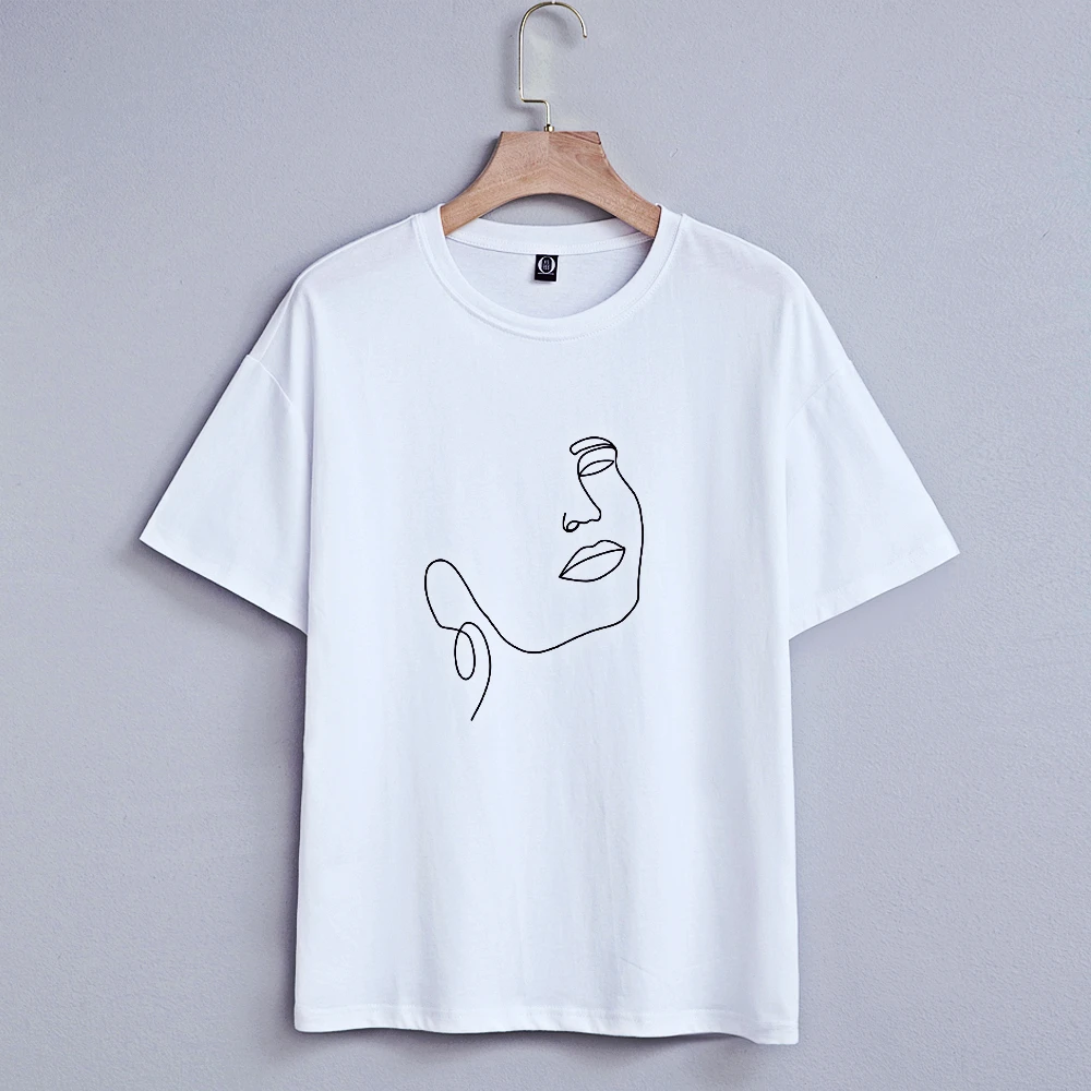 Simple Top Line Art Face T-shirt Blouse Summer Loose Pure Cotton 1990s Beautiful Casual T-shirt Retro Harajuku T-shirt Street
Simple Top Line Art Face T-shirt Blouse Summer Loose Pure Cotton 1990s Beautiful Casual T-shirt Retro Harajuku T-shirt Street