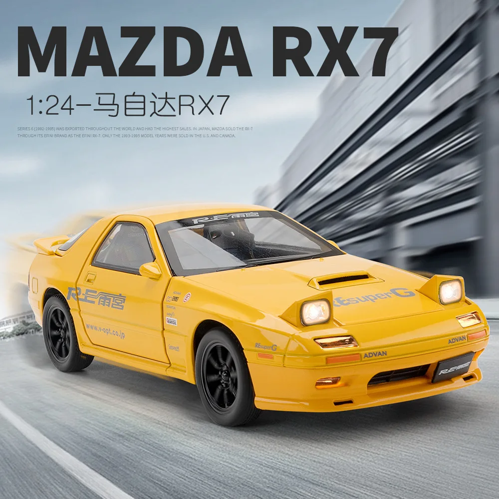 

1:24 Mazda RX7-FC Streetcar version sports car Diecast Metal Alloy Model car Sound Light Pull Back Collection Kids Toy Gifts