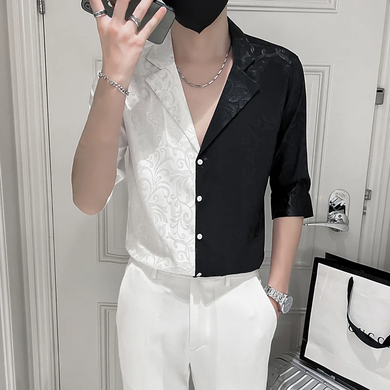 2022 Весенняя Мужская рубашка с золотой строчкой, Сексуальная Повседневная рубашка с v-образным вырезом и рукавом до локтя, деловые формальны...
2022 Весенняя Мужская рубашка с золотой строчкой, Сексуальная Повседневная рубашка с v-образным вырезом и рукавом до локтя, деловые формальны...