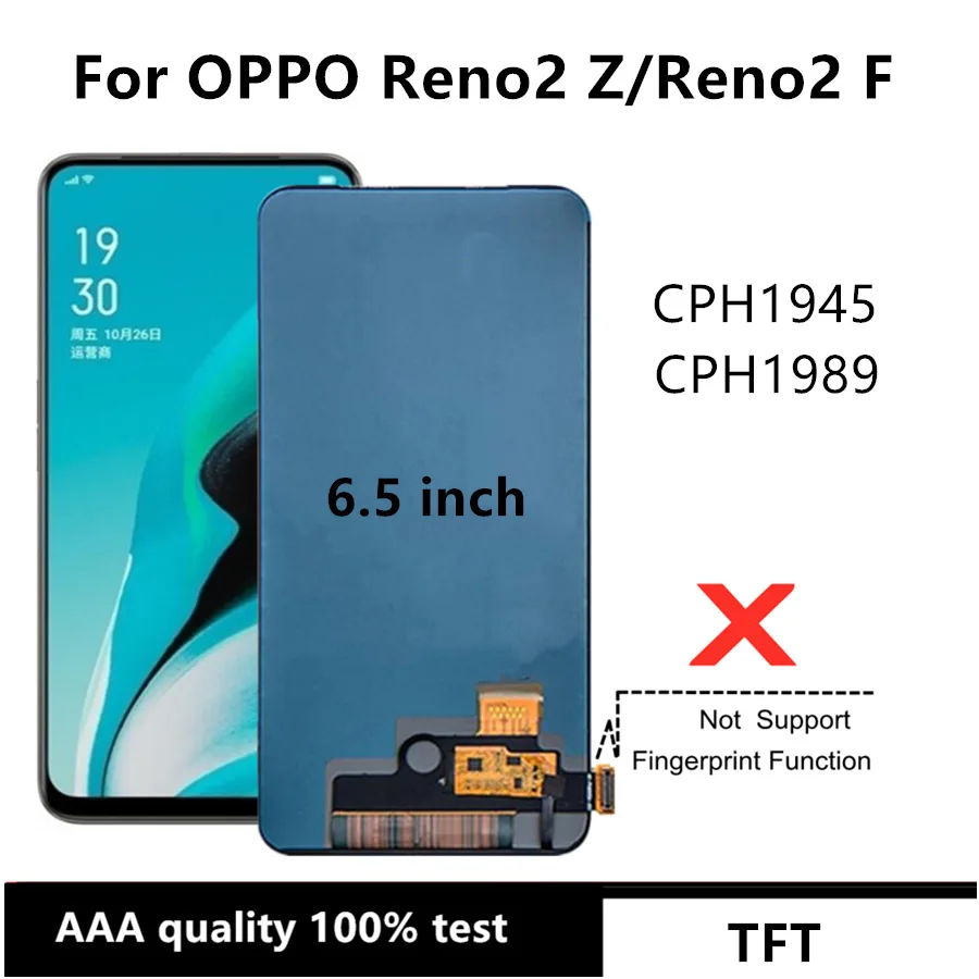 

6.5" TFT For OPPO Reno2 Z Reno 2Z 2 Z CPH1945 PCKM70 / Reno2 F CPH1989 LCD Display Touch Screen Digitizer Assembly Replacement