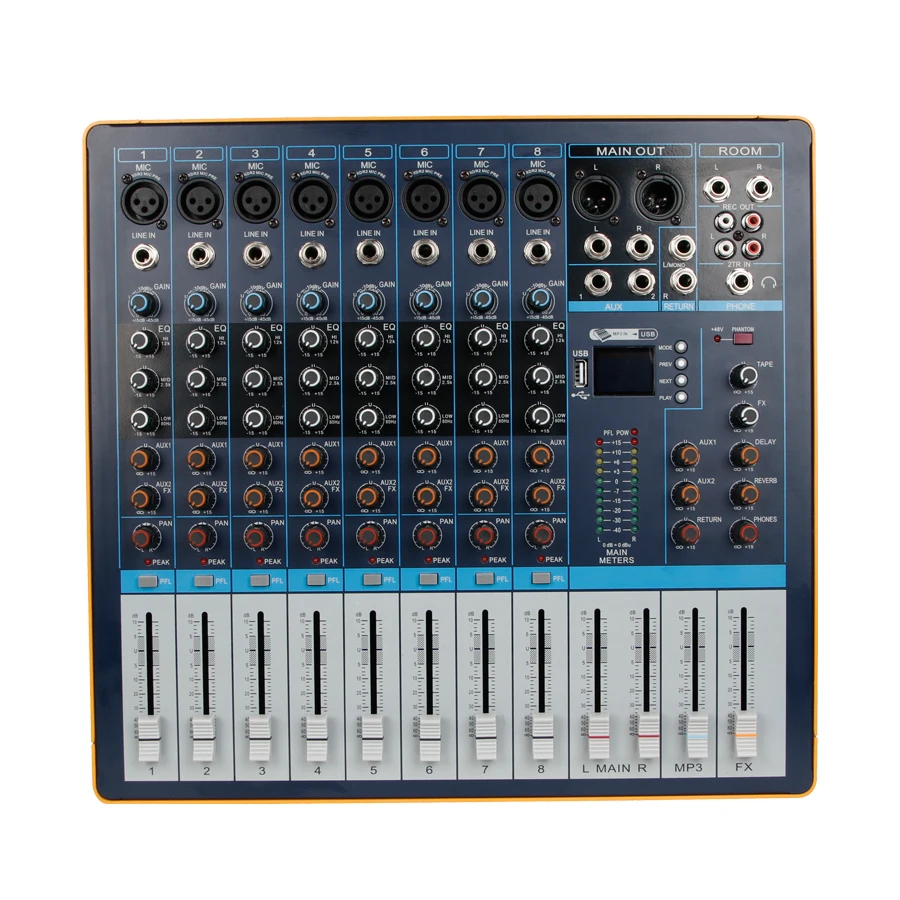 Biner AG8 Professional audio mixer Built-in 48V phantom power Support U Disk MP3 Playback 8 Channels Mixing Console
Biner AG8 Professional audio mixer Built-in 48V phantom power Support U Disk MP3 Playback 8 Channels Mixing Console