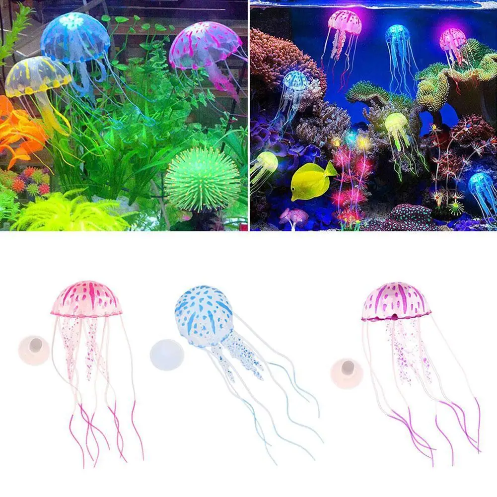 

Artificial Swim Luminous Jellyfish Aquarium Decoration Live Underwater Tank Aquatic Luminous Fish Plant Landscape Ornament R8E4