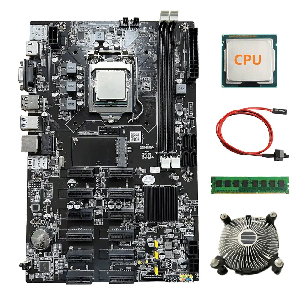 12 PCIE B75 BTC Mining Motherboard+CPU+Cooling Fan+4G DDR3 RAM+Switch Cable 12 PCI-E(USB3.0)LGA1155 DDR3 MSATA ETH Miner
12 PCIE B75 BTC Mining Motherboard+CPU+Cooling Fan+4G DDR3 RAM+Switch Cable 12 PCI-E(USB3.0)LGA1155 DDR3 MSATA ETH Miner