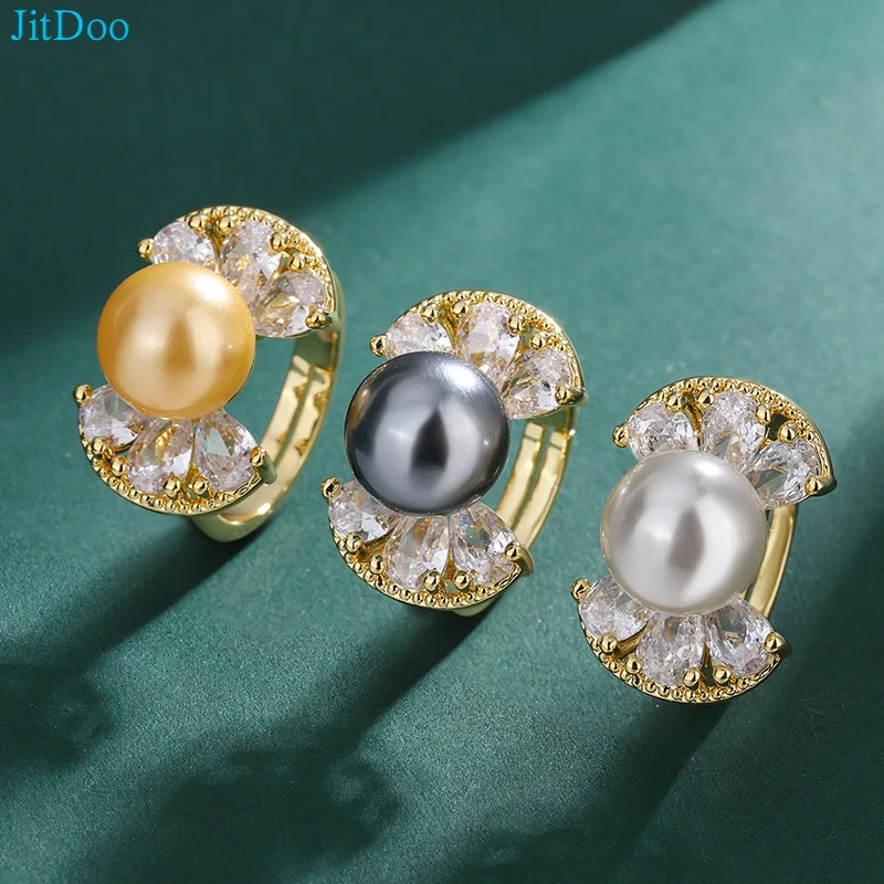 JitDoo Luxury Big Natural Fritillary Pearl Ring With Bright CZ Stone Crystal Women Wedding Ring Boho Vintage Jewelry Bijoux
JitDoo Luxury Big Natural Fritillary Pearl Ring With Bright CZ Stone Crystal Women Wedding Ring Boho Vintage Jewelry Bijoux