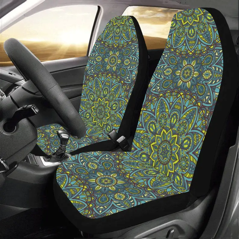 Mandala Boho Car Seat Covers 2 pc, Green Tribal Indian Pattern Bohemian Oriental Aztec Art Front Covers SUV Seat Protector
Mandala Boho Car Seat Covers 2 pc, Green Tribal Indian Pattern Bohemian Oriental Aztec Art Front Covers SUV Seat Protector