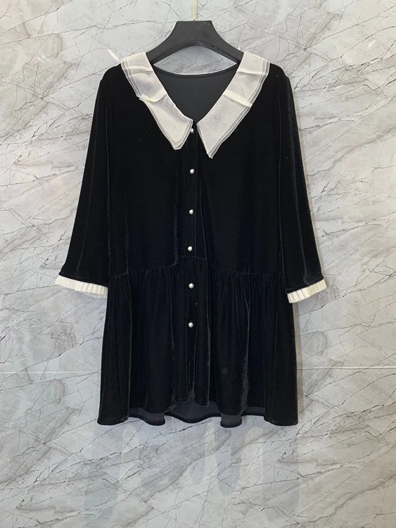 2022 new women fashion leader button colorblock trim V-neck wrinkled velvet long-sleeved skirt dress 0122
2022 new women fashion leader button colorblock trim V-neck wrinkled velvet long-sleeved skirt dress 0122