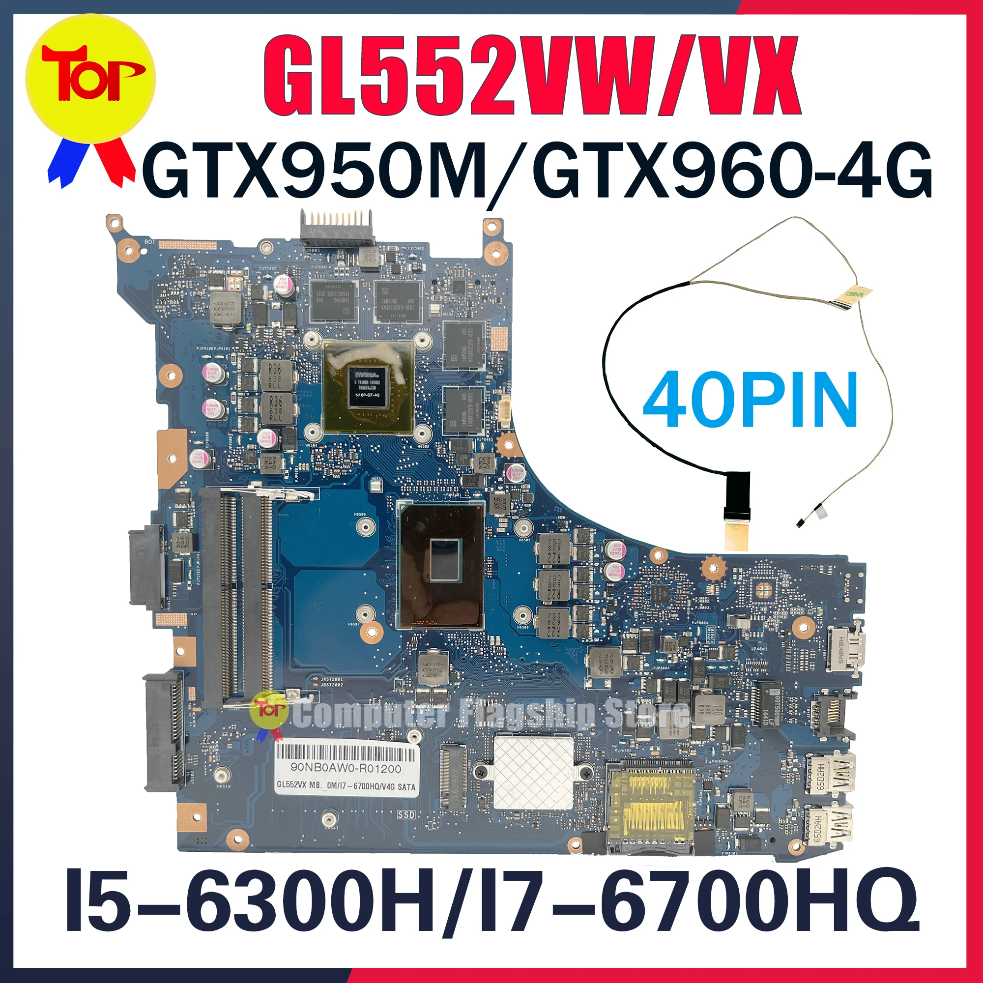 

KEFU GL552V Laptop Motherboard For ASUS ROG GL552VW GL552VX GL552VXK I5-6300HQ I7-6700HQ I7-7700HQ GTX950 Mainboard 100% Working