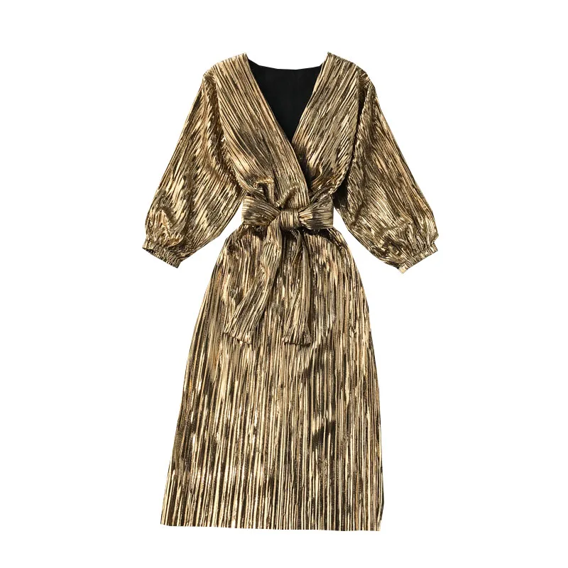 Temperament Celebrity Banquet Dress Retro Palace Style Golden Waist Slim Pleated Dress Dresses for Women
Temperament Celebrity Banquet Dress Retro Palace Style Golden Waist Slim Pleated Dress Dresses for Women