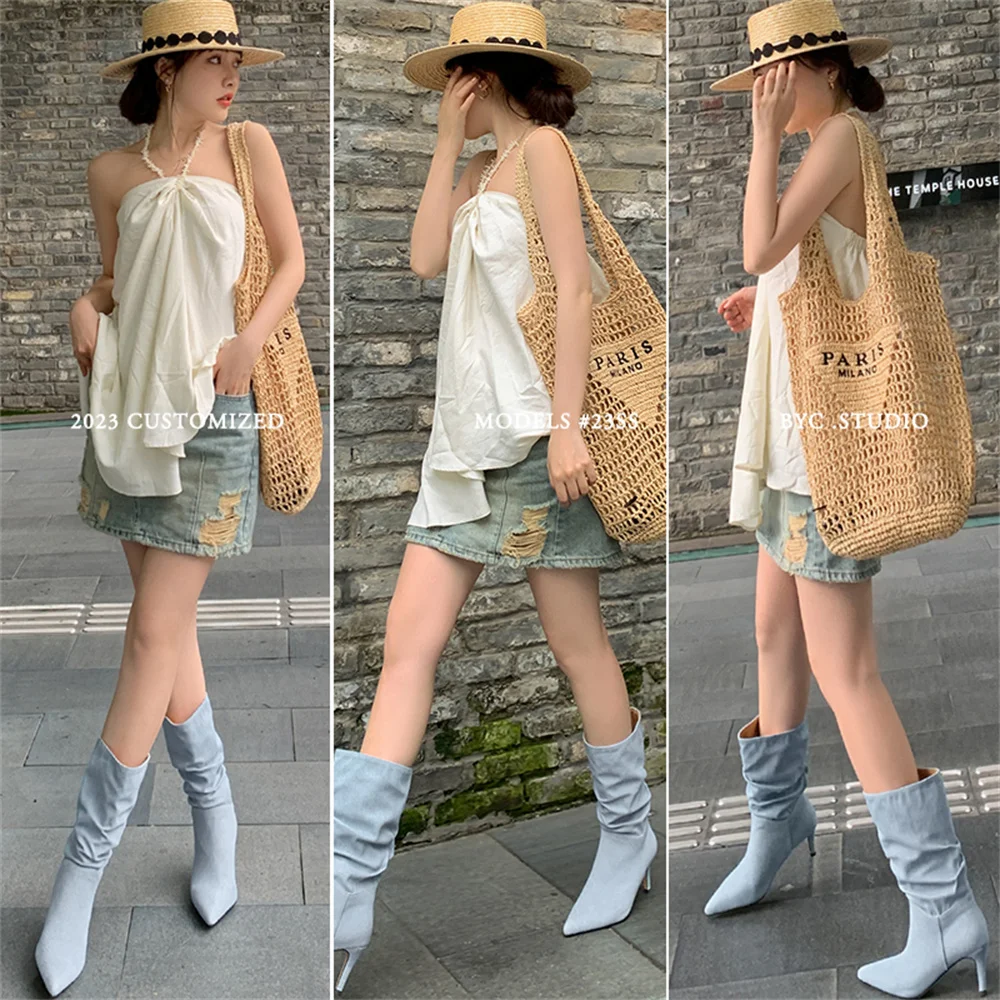 2023 Autumn/Winter New Fashion Women's High Stiletto Heel Pointed Toe fold Ankle Boot Catwalk shows Denim Plus-Size Boots
2023 Autumn/Winter New Fashion Women's High Stiletto Heel Pointed Toe fold Ankle Boot Catwalk shows Denim Plus-Size Boots