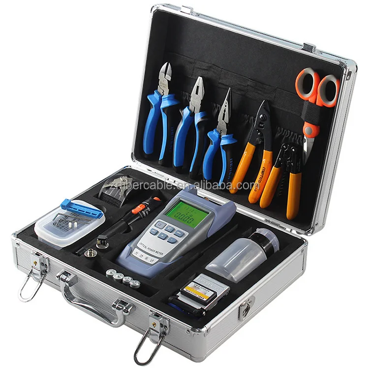Fiber Optic Ftth Tool Kit With Fiber Cleaver And Optical Power Meter 10km Visual Fault Locator With Toolbox Set
Fiber Optic Ftth Tool Kit With Fiber Cleaver And Optical Power Meter 10km Visual Fault Locator With Toolbox Set