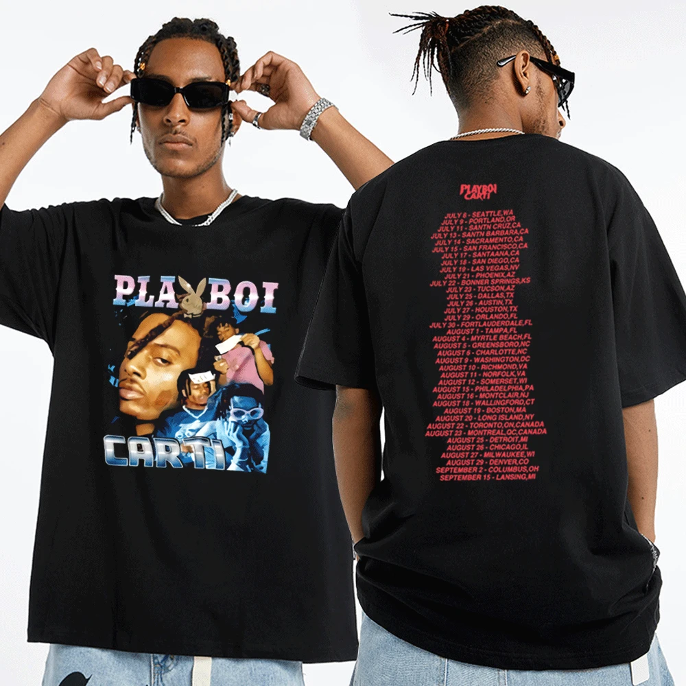 Rapper Playboi Carti T Shirt Men Women Fashion 90s Vintage Short Sleeve T-Shirts Streetwear Hip Hop Double-sided Print Tee Shirt
Rapper Playboi Carti T Shirt Men Women Fashion 90s Vintage Short Sleeve T-Shirts Streetwear Hip Hop Double-sided Print Tee Shirt