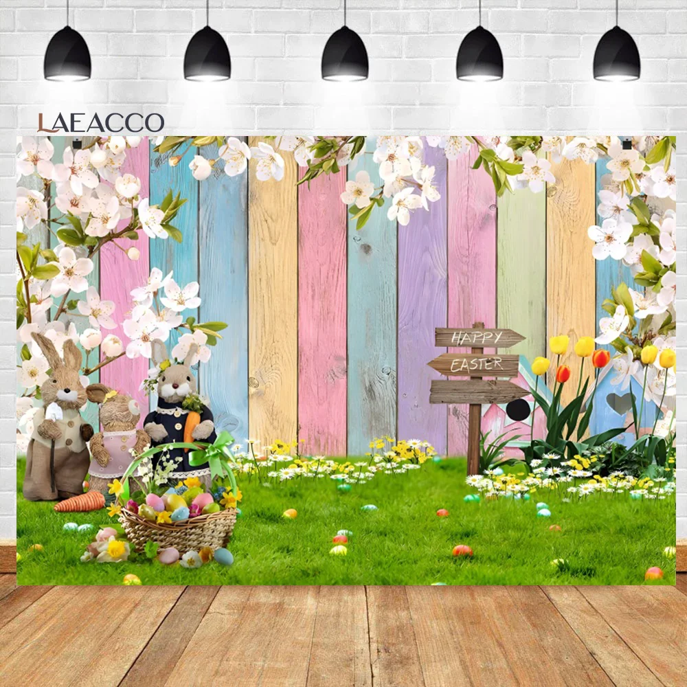 Laeacco Spring Happy Easter Photography Backdrop Rustic Wooden Wall Rabbit Colorful Eggs Grass Floral Kids Portrait Background
Laeacco Spring Happy Easter Photography Backdrop Rustic Wooden Wall Rabbit Colorful Eggs Grass Floral Kids Portrait Background