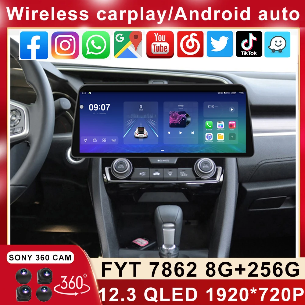 12.3 Inch 1920*720 QLED For Honda Civic 10 FC FK 2015-2020 Android Car Stereo Multimedia SWC Video Player Head Unit Carplay Auto 
12.3 Inch 1920*720 QLED For Honda Civic 10 FC FK 2015-2020 Android Car Stereo Multimedia SWC Video Player Head Unit Carplay Auto