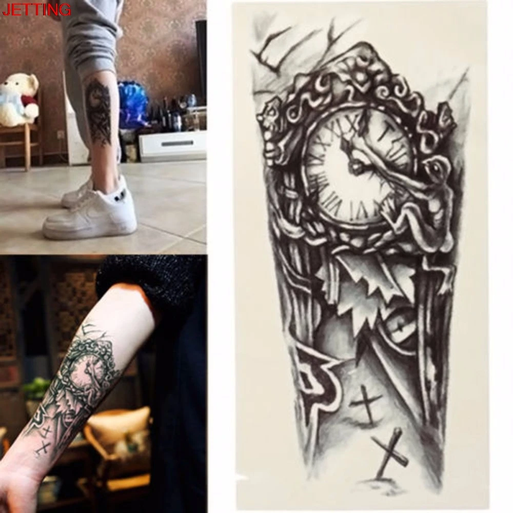 Black Clock Tatoos For Men Temporary Large Mechanical Arm Leg Tattoo Sticker Women 3D Sexy Fake Transfer Tattoo Chest
Black Clock Tatoos For Men Temporary Large Mechanical Arm Leg Tattoo Sticker Women 3D Sexy Fake Transfer Tattoo Chest
