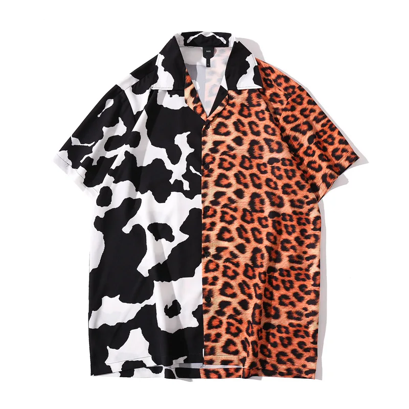 Summer Color Matching Printed Men's Short Sleeve Shirt Loose Street Half Sleeve Shirt Personality Shirt
Summer Color Matching Printed Men's Short Sleeve Shirt Loose Street Half Sleeve Shirt Personality Shirt