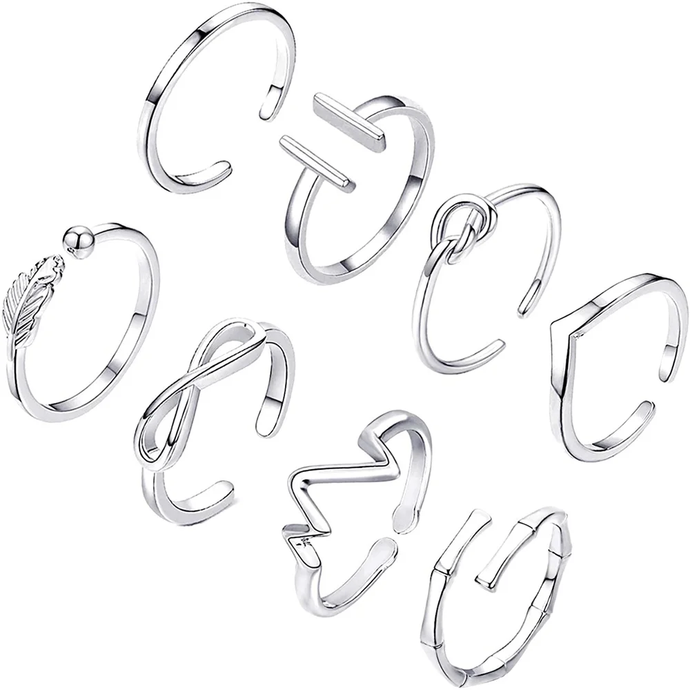 8PCS Adjustable Toe Rings Beach Foot Jewelry Hypoallergenic Ring Stainless Steel for Women Open Tail Ring Female Gold and Silver
8PCS Adjustable Toe Rings Beach Foot Jewelry Hypoallergenic Ring Stainless Steel for Women Open Tail Ring Female Gold and Silver