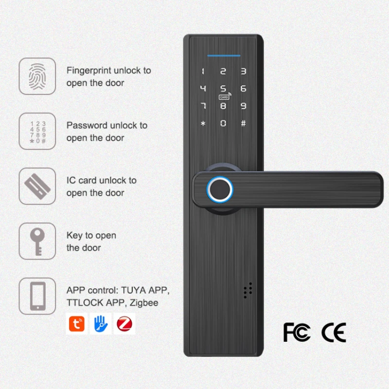 High Security Anti Theft Home Smart Lock Door Thumbprint Biometric Intelligent Electronic Fingerprint WiFi TTLock Door Lock
High Security Anti Theft Home Smart Lock Door Thumbprint Biometric Intelligent Electronic Fingerprint WiFi TTLock Door Lock