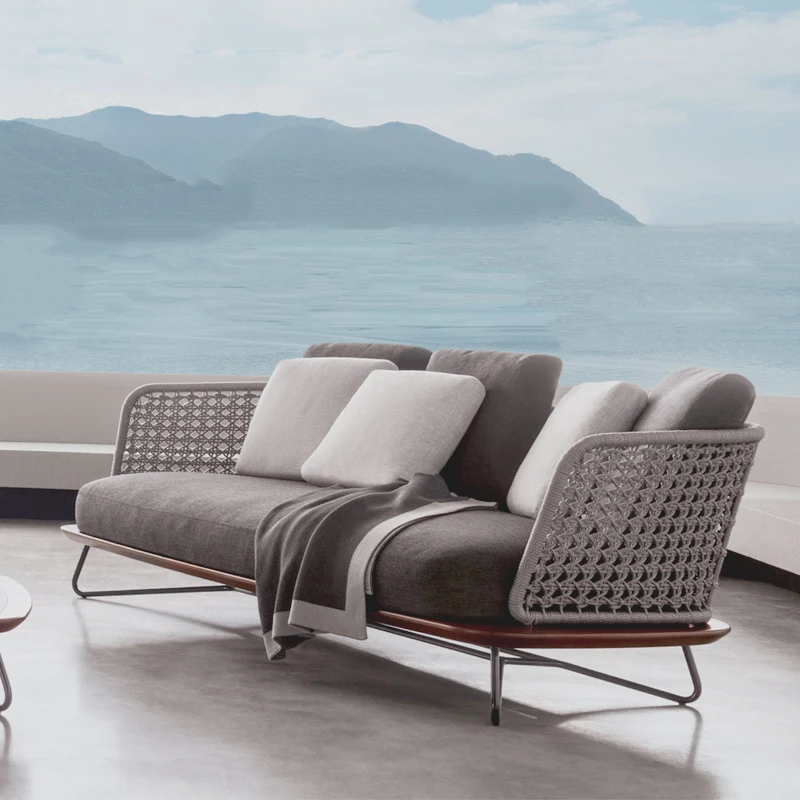 Custom Outdoor Rattan Sofa Tea Table Combination Designer Model Room Courtyard Sofa Creative Rattan Sofa Furniture Customization 
Custom Outdoor Rattan Sofa Tea Table Combination Designer Model Room Courtyard Sofa Creative Rattan Sofa Furniture Customization