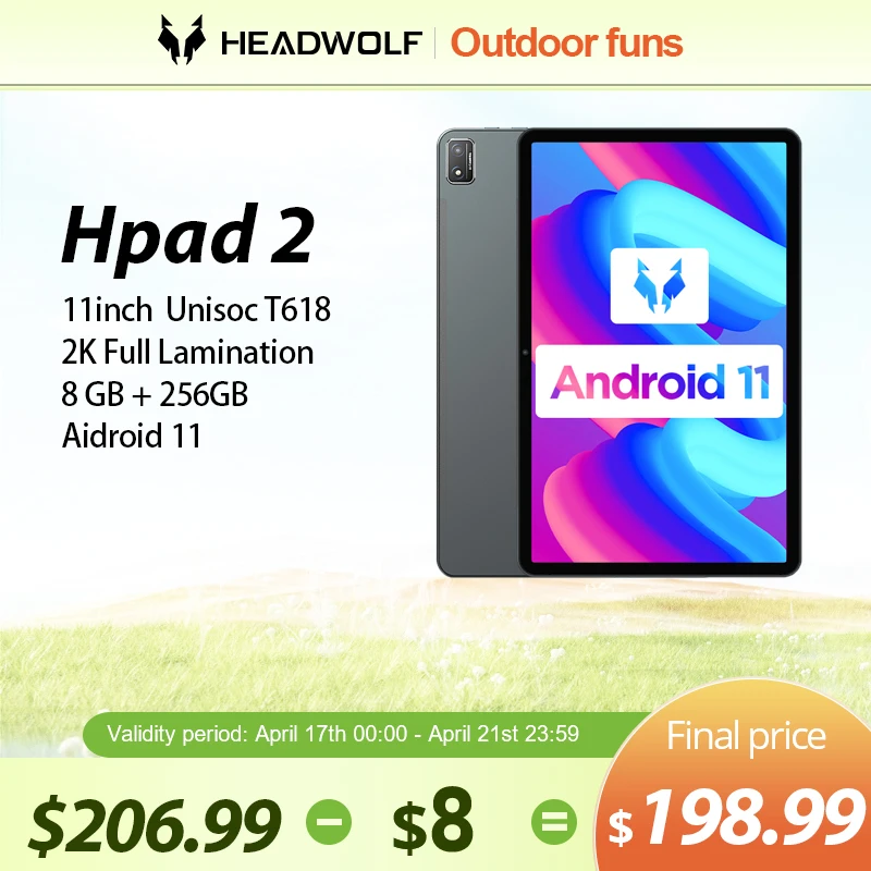 

HEADWOLF HPad 2 11" 2K Full Lamination Unisoc T618 8G+256GB 7680mAh Android11 2000*1200 BOX 4G LTE H2 tablet PC